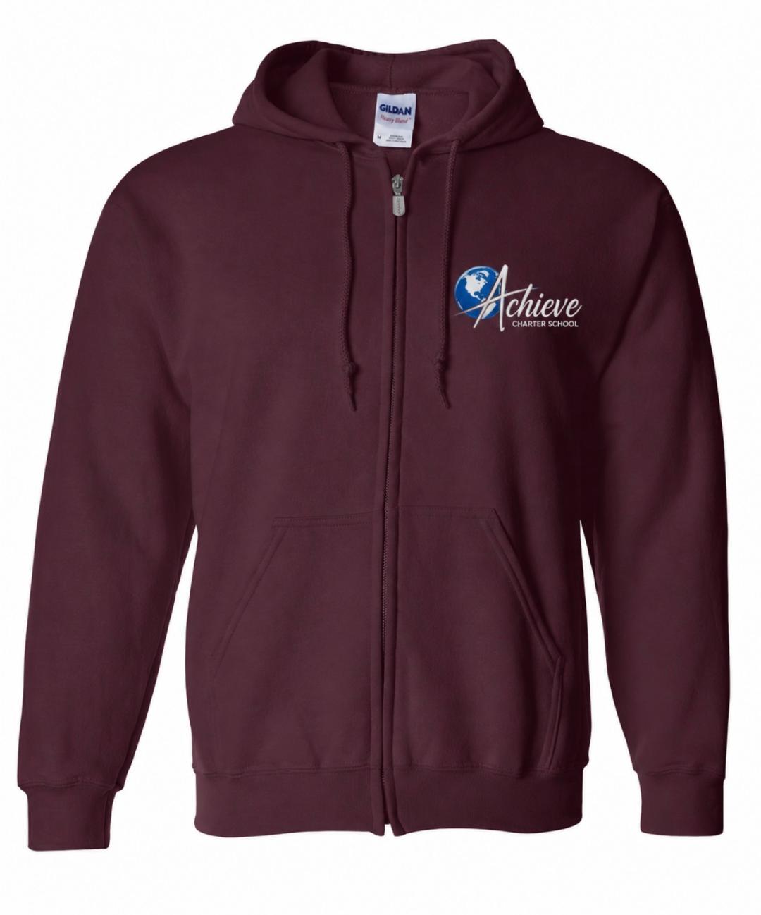Adult Maroon Zip Front Hoodie