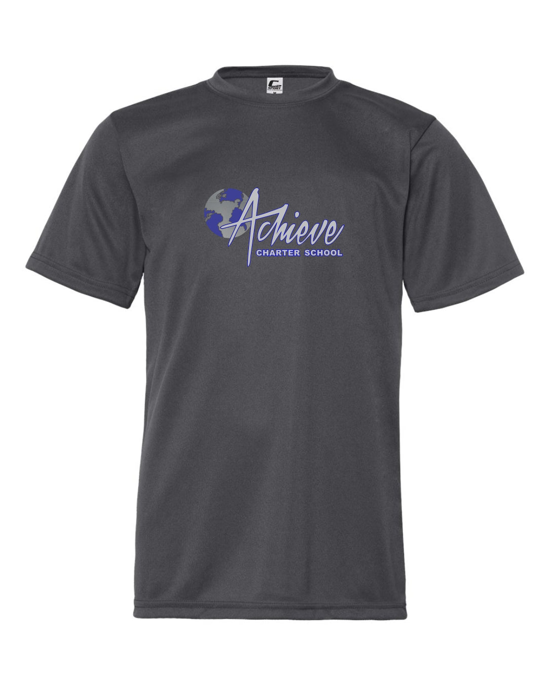 YOUTH & ADULT Gray Moisture Wicking logo tee