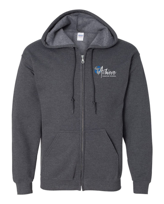 ADULT GRAY Zip Front Hoodie